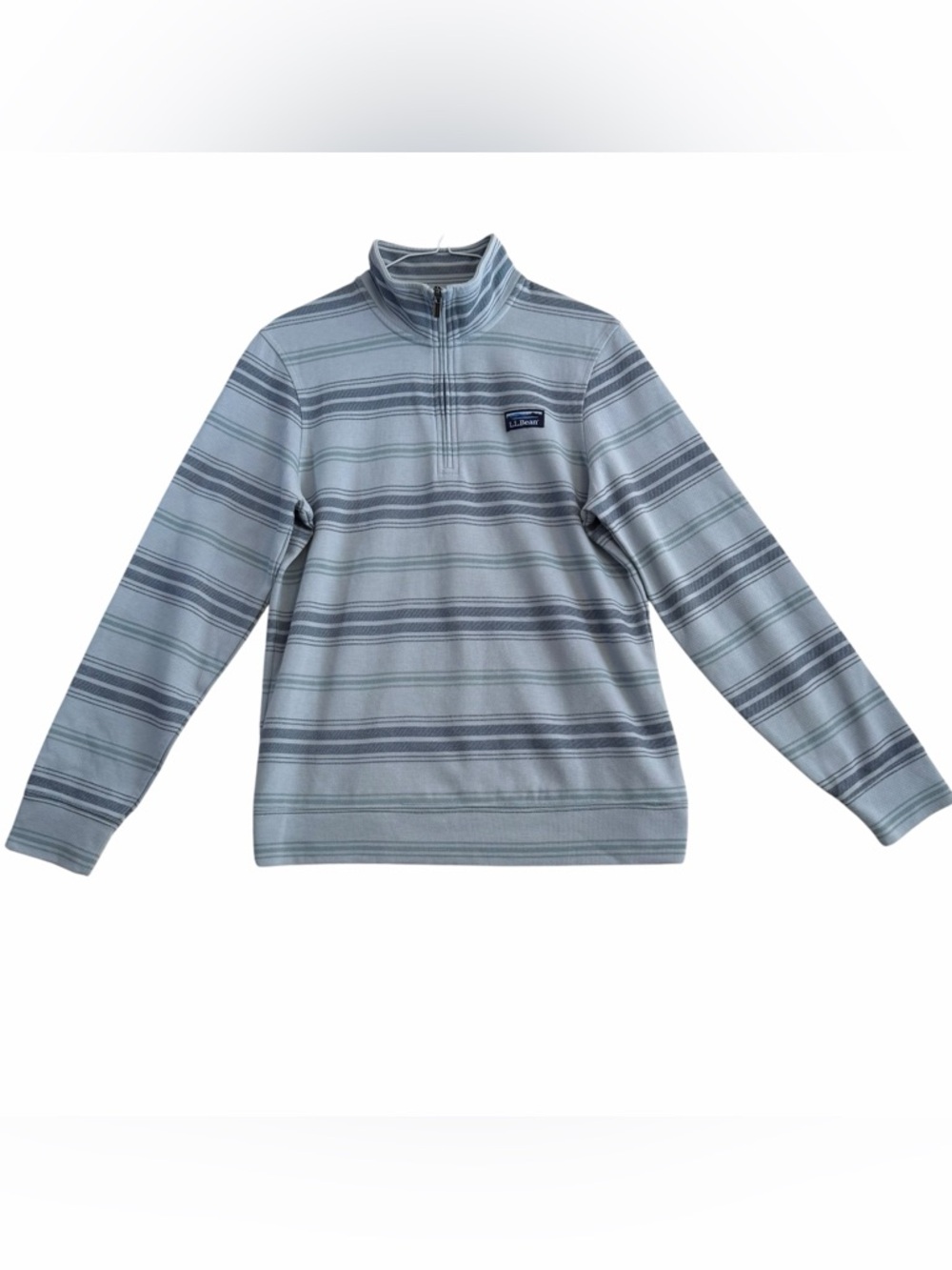 L.L.Bean Men's Comfort Stretch Performance Piqué Quarter-Zip Pullover Small Blue